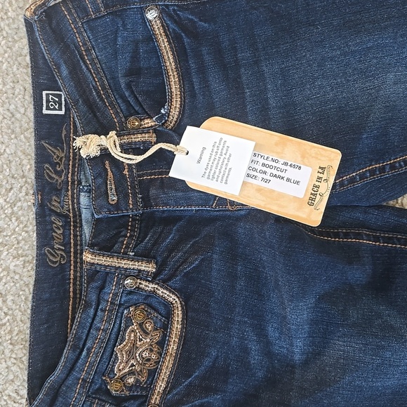 NWT Grace In LA Bootcut Embellished Jeans Size 27 - Picture 3 of 12